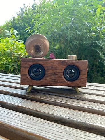 retro gramofon: Kolonka, Növ - Portativ, rəng - Qəhvəyi — 1