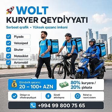 iş ax: Moto-kuryer tələb olunur, Gündəlik ödəniş, Təcrübəsiz — 1