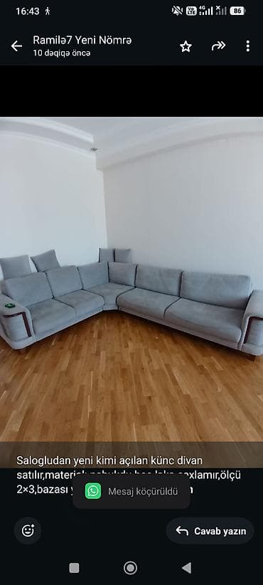 Salogludan yeni kimi açılan künc divan satılır,materialı nabukdu heç