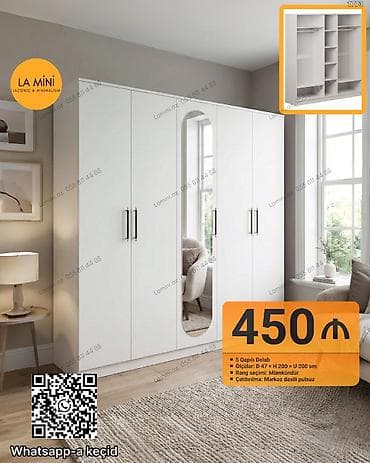 5 qapılı şkaf – La Mini - Ölçülər: D 47 x H 200 x U 200 sm - Daxili