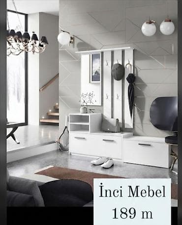 divar refleri: Dəhliz üçün modul asılqan və dolab dəsti – İnci Mebel • Rəng: ağ — 1