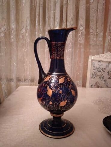 dekorativ qab: Rəng - Göy, Şüşə — 2