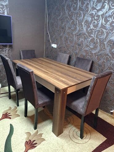 Mətbəx üçün, Açılmayan, Dördbucaq masa, 6 stul