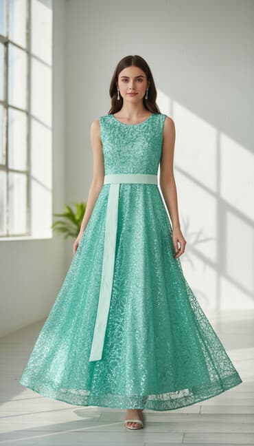 Zərif ziyafət donu - Model: qolsuz, dairəvi yaxa, beldən yığma və lalafo.az -da Zərif ziyafət donu - Model: qolsuz, dairəvi yaxa, beldən yığma və