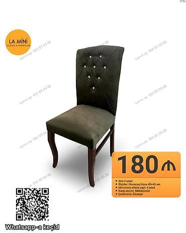 Stullar: - Məhsul: Yumşaq oturacaqlı taxta ayaqlı stul - Brend: LA MİNİ — 1