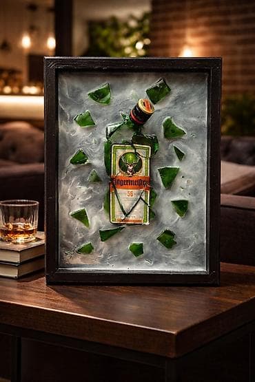 ваза под фрукты: Dekorativ divar əsəri – “Jägermeister Bottle Art” - Materiallar — 1