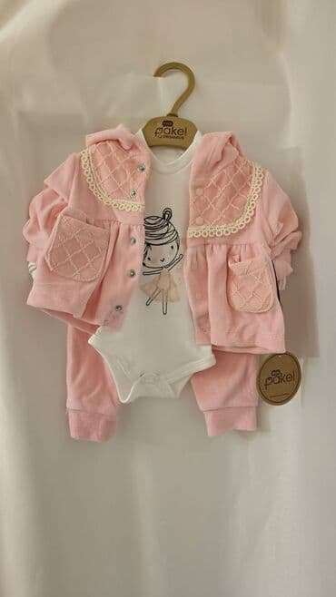 Mini Pakel Organics körpə geyim dəsti - 3 parça: bodi, şalvar və