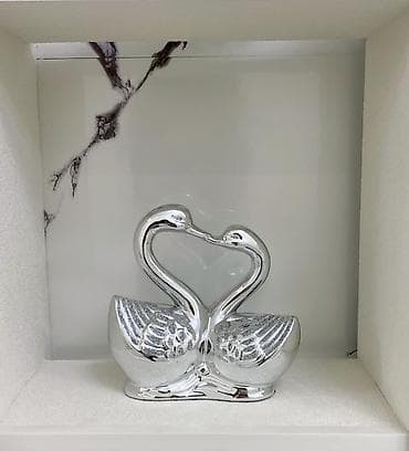 dekorativ quslar: Fiqur, Keramika, rəng - Gümüşü — 1