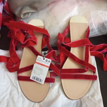 tekstil uşaq şəp şəpləri: Zara, Ölçü: 37, rəng - Qırmızı, Yeni — 6