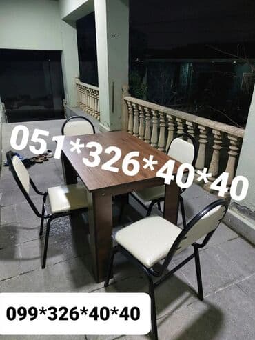 Masa və oturacaq dəstləri: Qonaq otağı üçün, Yeni, Açılan, Dördbucaq masa, 2 stul — 18