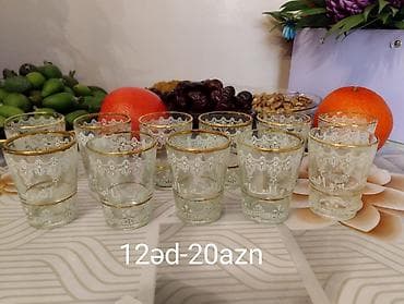 sir sekli: Qəhvə dəsti, rəng - Qızılı, Şüşə — 2