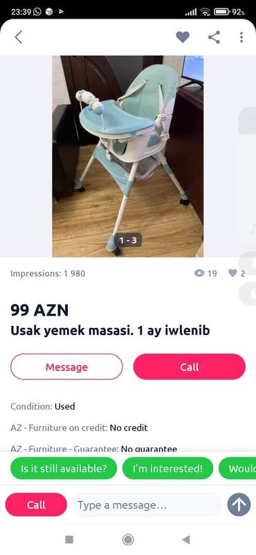 Uşaq yemək masası/stulu – 99 AZN - Rəng: açıq mavi-ağ - Çıxarılan