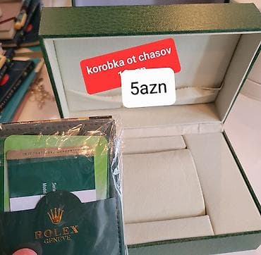 Наручные часы: Rolex üslubunda saat qutusu və sənəd kisəsi seti - Yaşıl rəngli, sərt — 1