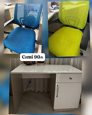 stol mebel: 90₼ 1 yazı masası və 2 kreslo Hamısı saz vəziyyətdə Xətai rayonu — 1