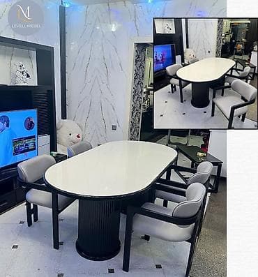 Qonaq otağı üçün, Yeni, Açılmayan, Oval masa, 4 stul