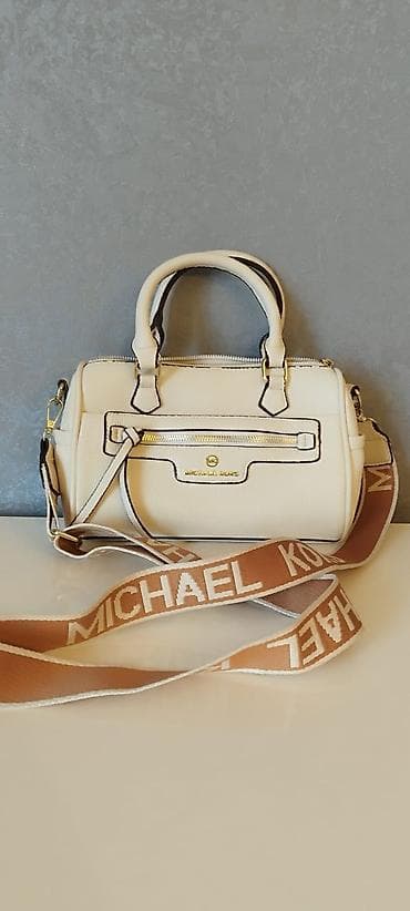 balaca canta: Michael Kors qadın çantası – krem rəng, strukturlaşdırılmış dizayn — 3