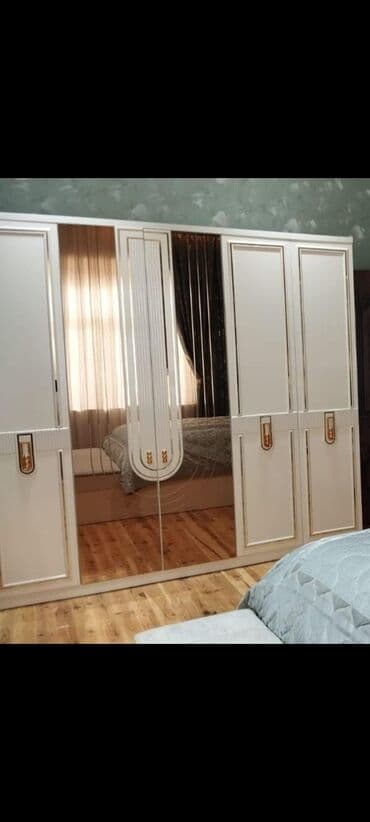 işlemiş mebeler: Yataq otağı mebel dəsti yeni kimidir - Rəng və üslub: açıq krem və — 4