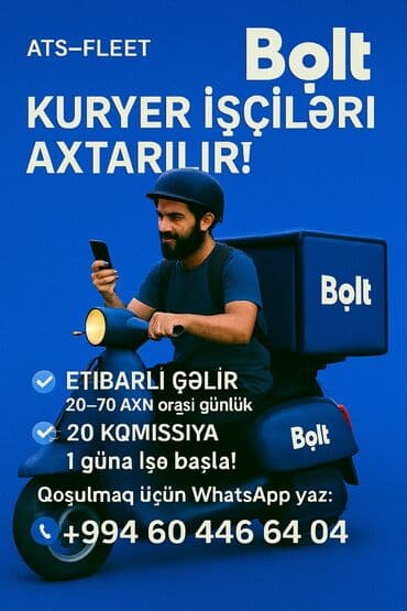 iş elanları lalafo: Moto-kuryer tələb olunur, Gündəlik ödəniş, Təcrübəsiz — 1