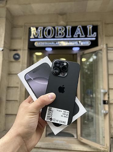 IPhone 16 Pro, 128 GB, Black Titanium, Zəmanət, Simsiz şarj, Face ID