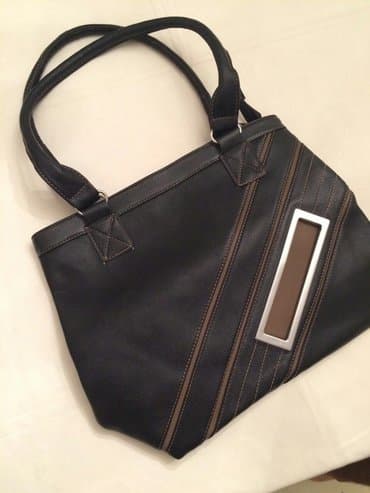 louis vuitton canta: Teze. Qara deri sumka — 1