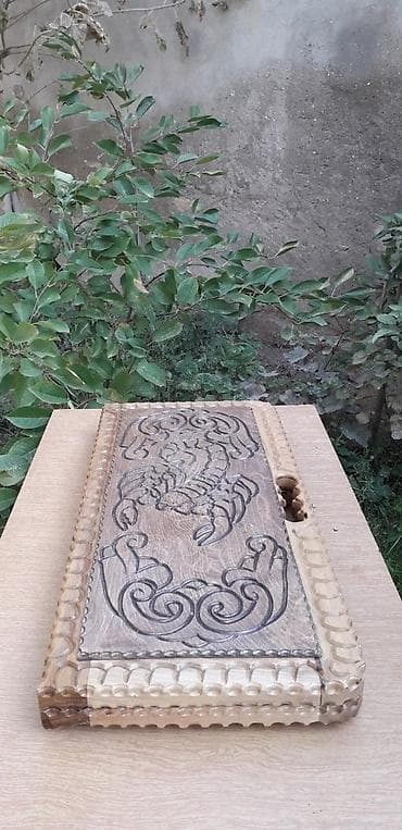 kamp çadiri: Nərd dəsti – əl işi, ağac oyma - Material: bərk ağac, lakla — 8