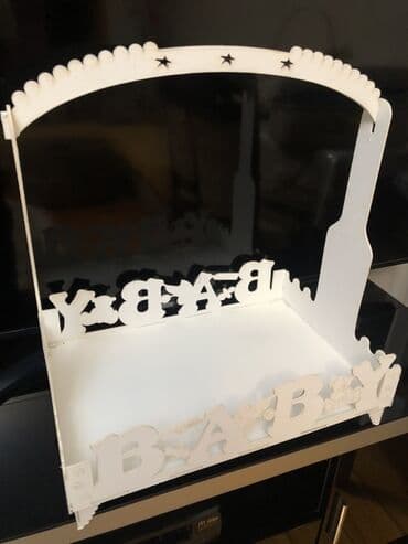 xoncaların bəzədilməsi: Uşaq tədbirləri üçün dekorativ “BABY” səbət/stand - Material: ağ — 1