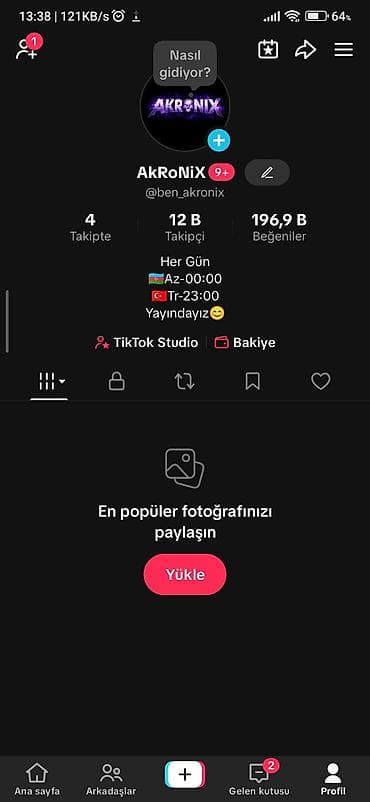 TikTok hesabı – Tecili Satilir Canli Yayin hesabidi Ortalama ayliq 20