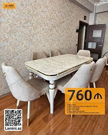 Masa Dəsti – Kod: 3193 - Dəst: açılan mexanizmlı masa + 6 ədəd stul - lalafo.az -da Masa Dəsti – Kod: 3193 - Dəst: açılan mexanizmlı masa + 6 ədəd stul -