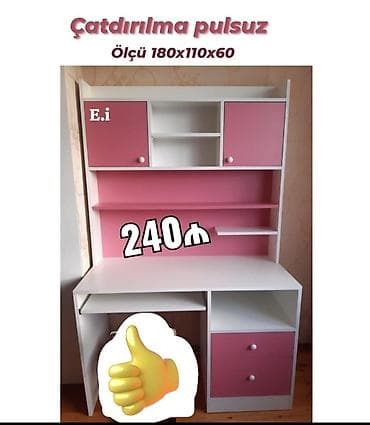 usaq yazi stolu: Oğlan və qız üçün, Yeni, Siyirməli, Yazı masası, Stulsuz — 1