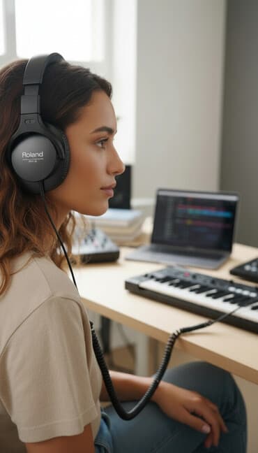 mi qulaqlıq: Yeni Simli Qulaqcıqlar, Roland, rəng - Qara — 1