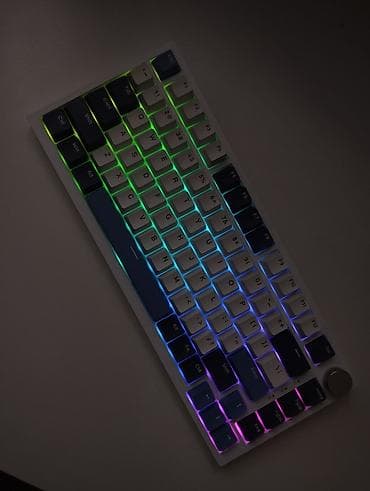 server qiymetleri: Ajazz AK75 Pro White & Blue | RGB | Huano × Ajazz Blue Linear — 1