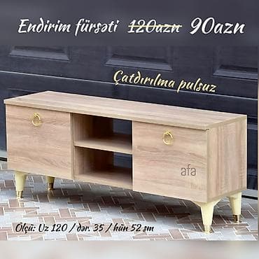 60 70 masa: Yeni Tv stendler Endirimdə 90 azn Ölçü: Uz 120 / dər. 35 / hün 52 sm — 4