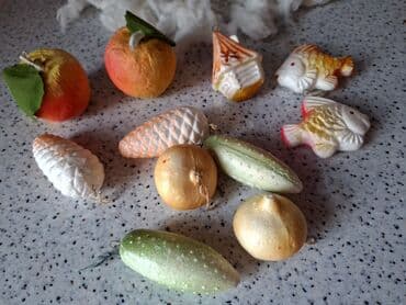 qadınlar üçün yeni il kostyumları: SSSR vaxtının yolka oyuncaqları dəsti, 11 ədəd. Ayrı-ayrıda satılır — 3