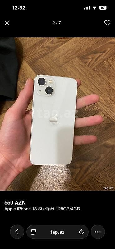 irşad electronics iphone: IPhone 13, 128 GB, Starlight, Barmaq izi, Face ID — 2