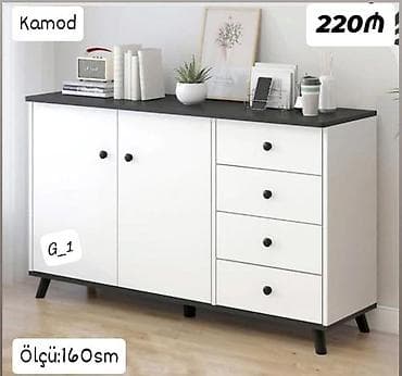 Kamod – müasir dizaynlı, funksional saxlama mebeli. - Rəng: ağ