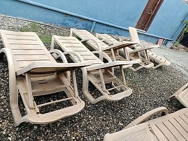 Plastik günəş çarpayıları – krem/bej rəngdə, təkərsiz, yüngül və — 5