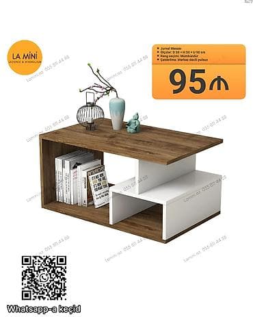 stol: Jurnal masası – lakonik və minimal dizayn - Ölçülər: Dərinlik 50 sm × — 1