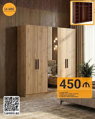 hamam dolapları: - Məhsul: 5 qapılı dolab - Ölçülər: D 47 × H 200 × U 200 sm - Daxili — 1