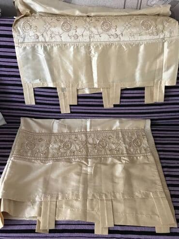 perdeler 2021: Продаются атласные бежевые занавеси импортные, из двух полос, общая — 2