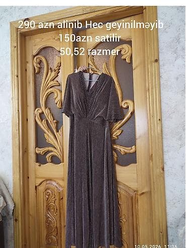 Qadın geyimi – uzun gecə/libas - Rəng: tünd boz - Model: uzun, döş