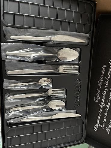 çəngəl qaşıq: Emsan 12 nəfərlik çəngəl–qaşıq–bıçaq dəsti - Tərkib: yemək bıçağı — 1