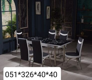 Masa və oturacaq dəstləri: Qonaq otağı üçün, Yeni, Açılmayan, Dördbucaq masa, 2 stul — 2