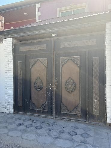 qapi setka: İşlənmiş Dəmir Həyət darvazası, Yana açılan, Mexaniki, Qapı ilə, rəng - Qara, Kredit yoxdur, Ödənişli quraşdırma, Ödənişli çatdırılma — 1
