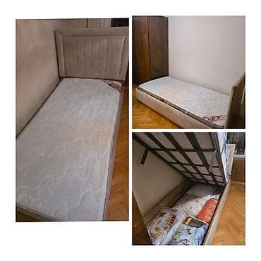 Ev üçün mebel: Təknəfərlik çarpayı, Bazalı, Matras ilə, Siyirməsiz — 1