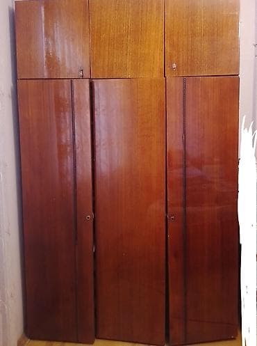 3 qapılı, Qəhvəyi, Taxta, Açılan, Düz dolab