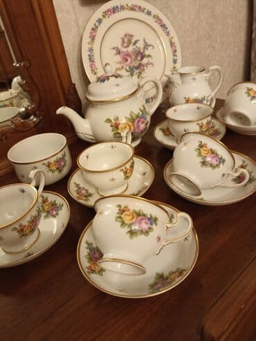 Çay dəsti, rəng - Ağ, Farfor, 6 nəfərlik, Almaniya