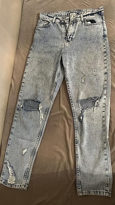 cins kurtqa: MADE IN TÜRKİYE.26BƏDƏN. Qadınlar üçün yırtıq detallı mom-fit cins — 1