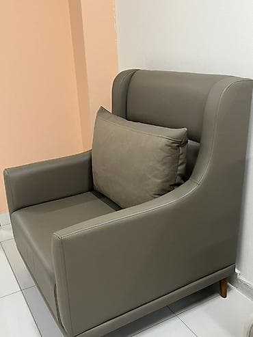 kreslo tek: Modern tərzli tək nəfərlik kreslo - Rəng: boz-qəhvəyi (taupe) ton - — 5