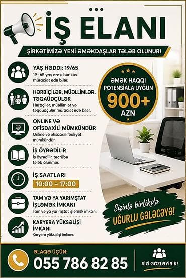 Vakansiya: Şirkətimizə yeni əməkdaşlar tələb olunur Təsvir: - Yaş lalafo.az -da Vakansiya: Şirkətimizə yeni əməkdaşlar tələb olunur Təsvir: - Yaş