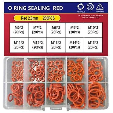 traktor su cəni: Qırmızı O-ring Möhürləmə Dəsti – 200 ədəd - Material: elastik rezin — 1